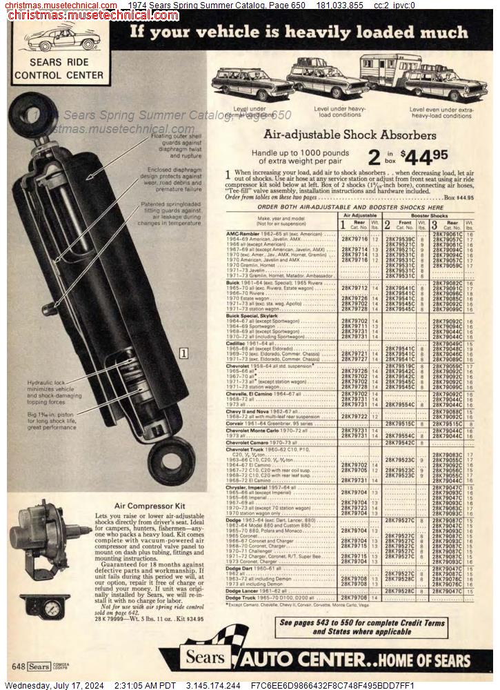 1974 Sears Spring Summer Catalog, Page 650
