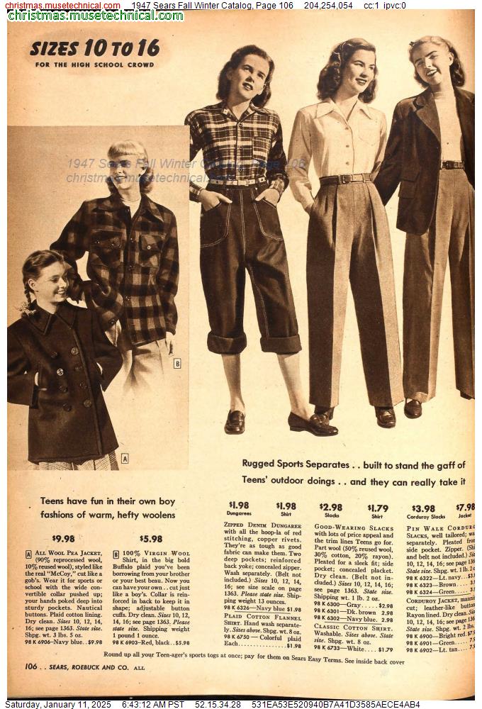 1947 Sears Fall Winter Catalog, Page 106