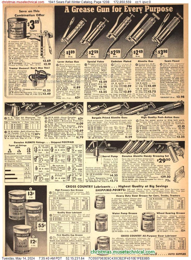1941 Sears Fall Winter Catalog, Page 1208