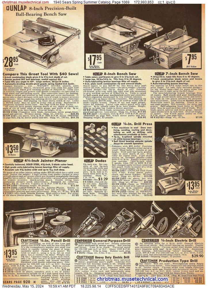 1940 Sears Spring Summer Catalog, Page 1069