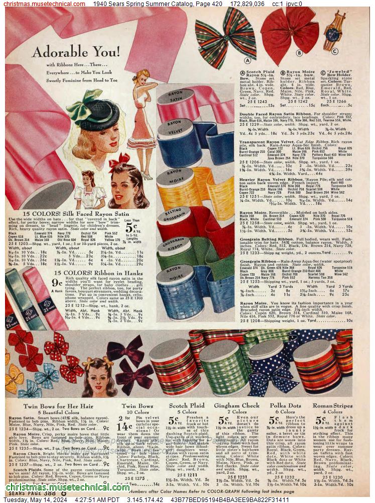 1940 Sears Spring Summer Catalog, Page 420
