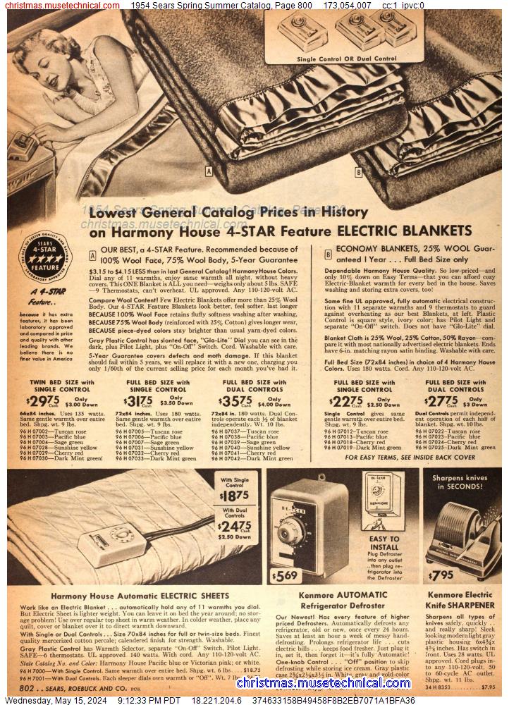 1954 Sears Spring Summer Catalog, Page 800
