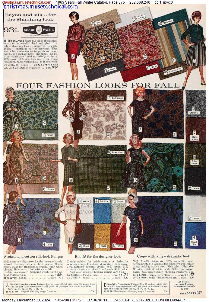 1963 Sears Fall Winter Catalog, Page 375