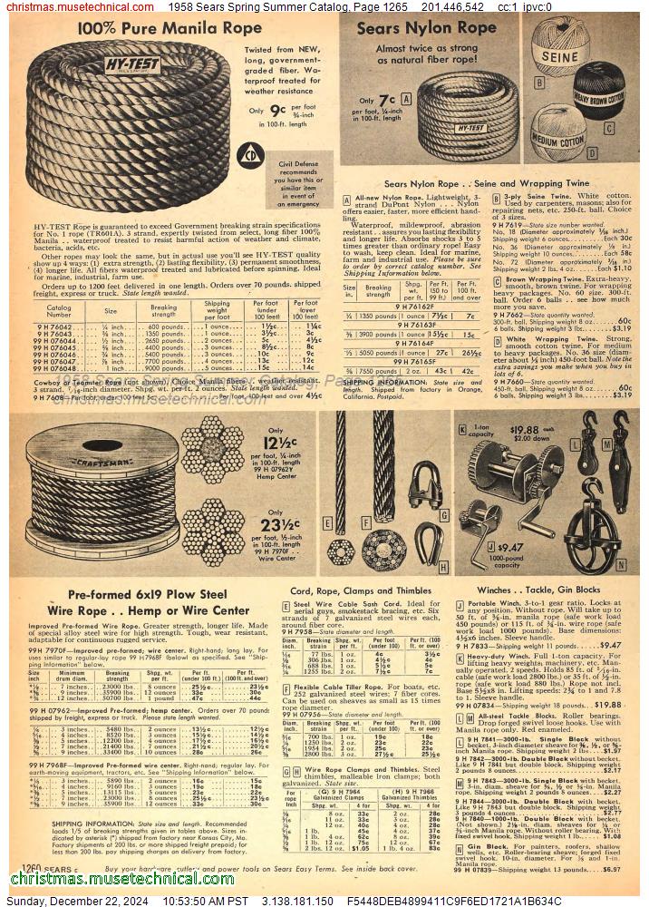 1958 Sears Spring Summer Catalog, Page 1265