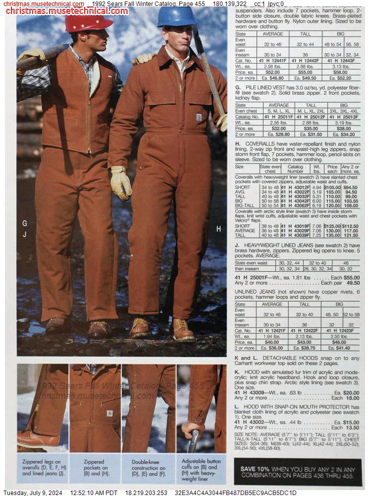 1992 Sears Fall Winter Catalog, Page 455