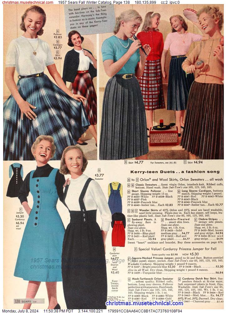 1957 Sears Fall Winter Catalog, Page 138