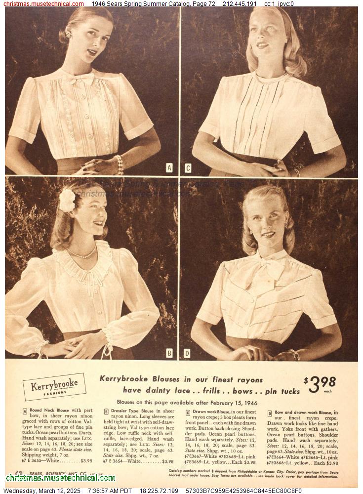 1946 Sears Spring Summer Catalog, Page 72