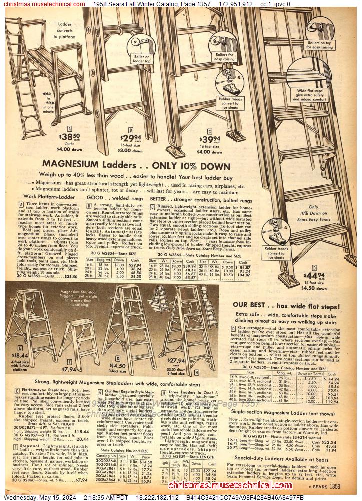 1958 Sears Fall Winter Catalog, Page 1357