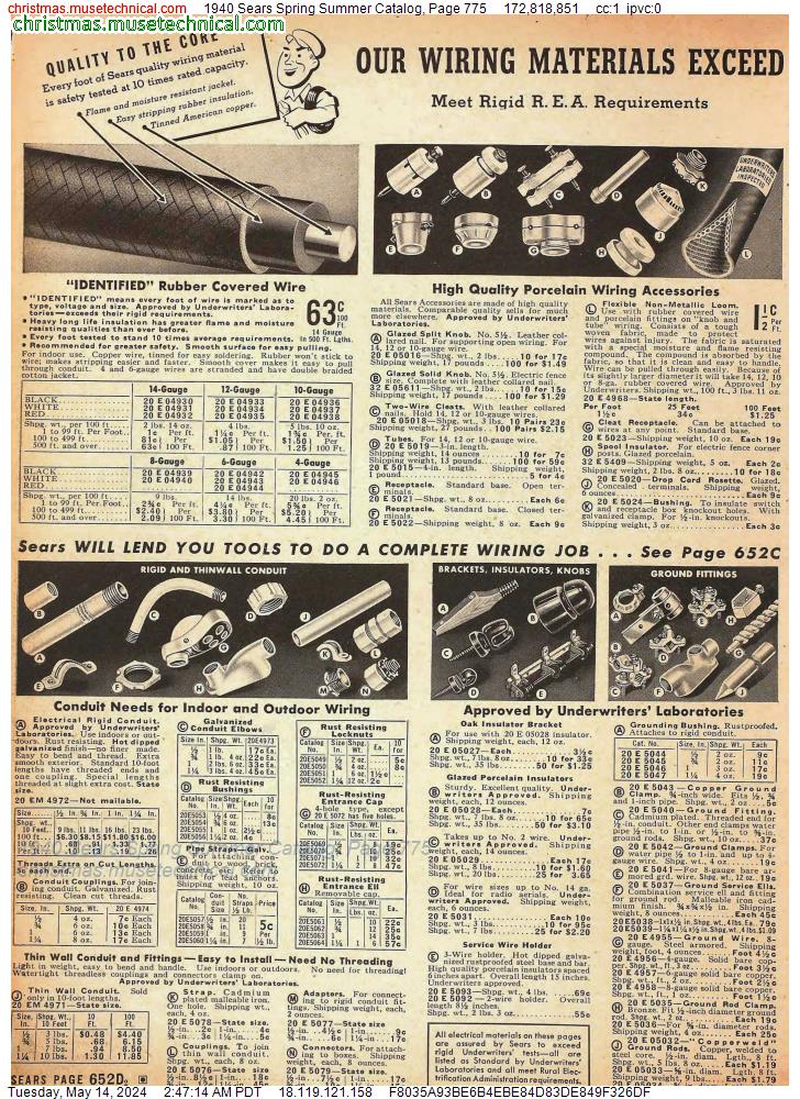 1940 Sears Spring Summer Catalog, Page 775