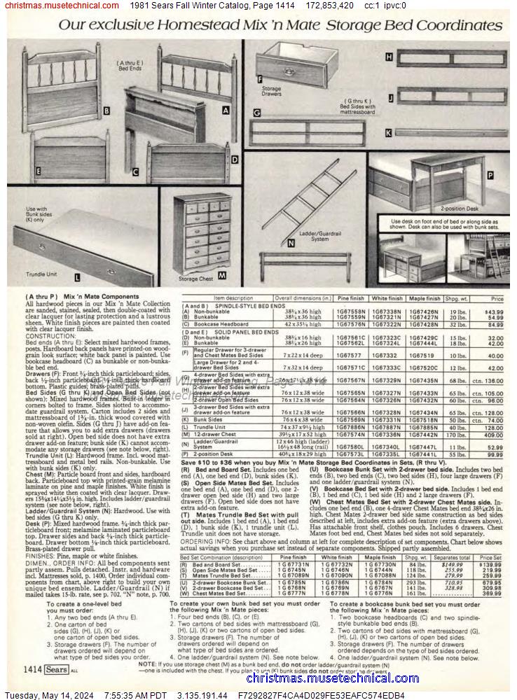 1981 Sears Fall Winter Catalog, Page 1414