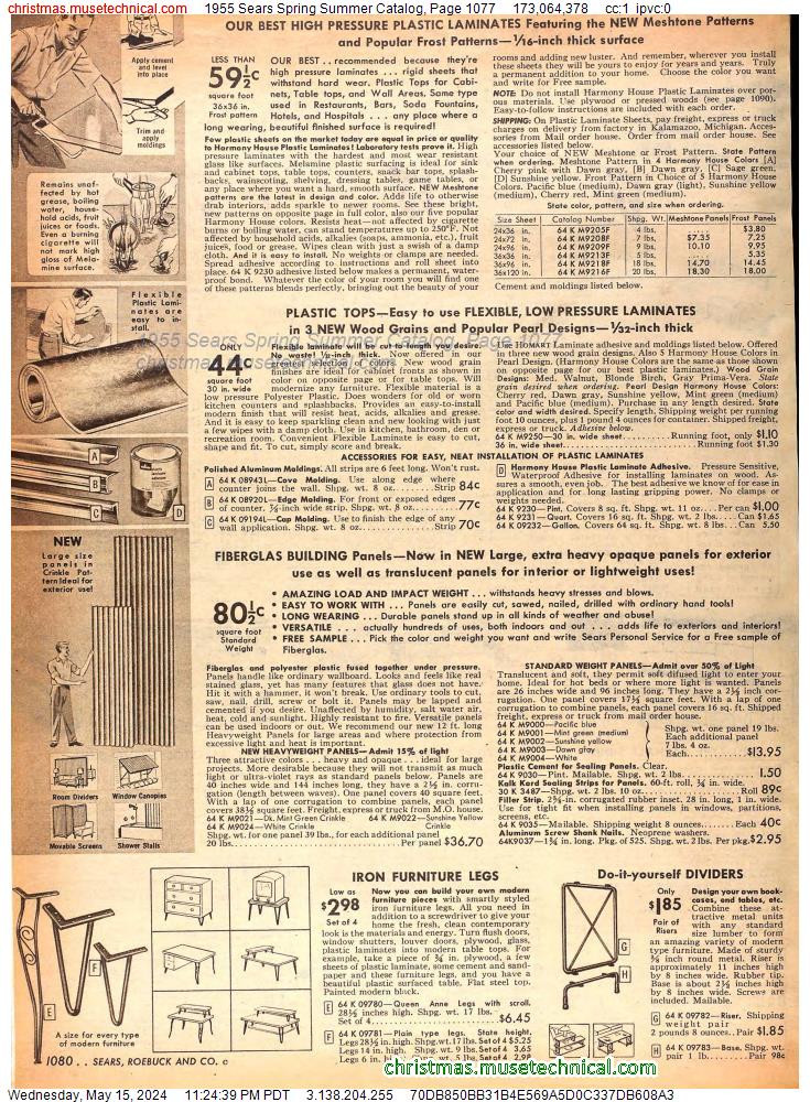 1955 Sears Spring Summer Catalog, Page 1077