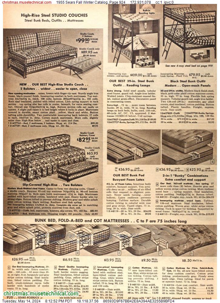 1955 Sears Fall Winter Catalog, Page 924