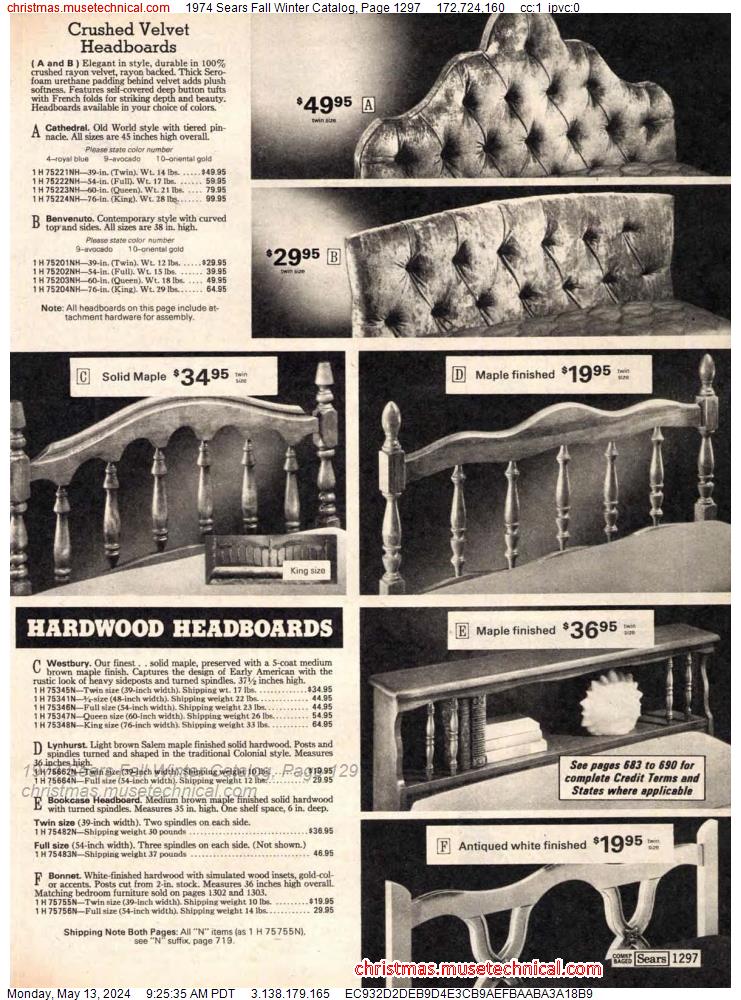 1974 Sears Fall Winter Catalog, Page 1297