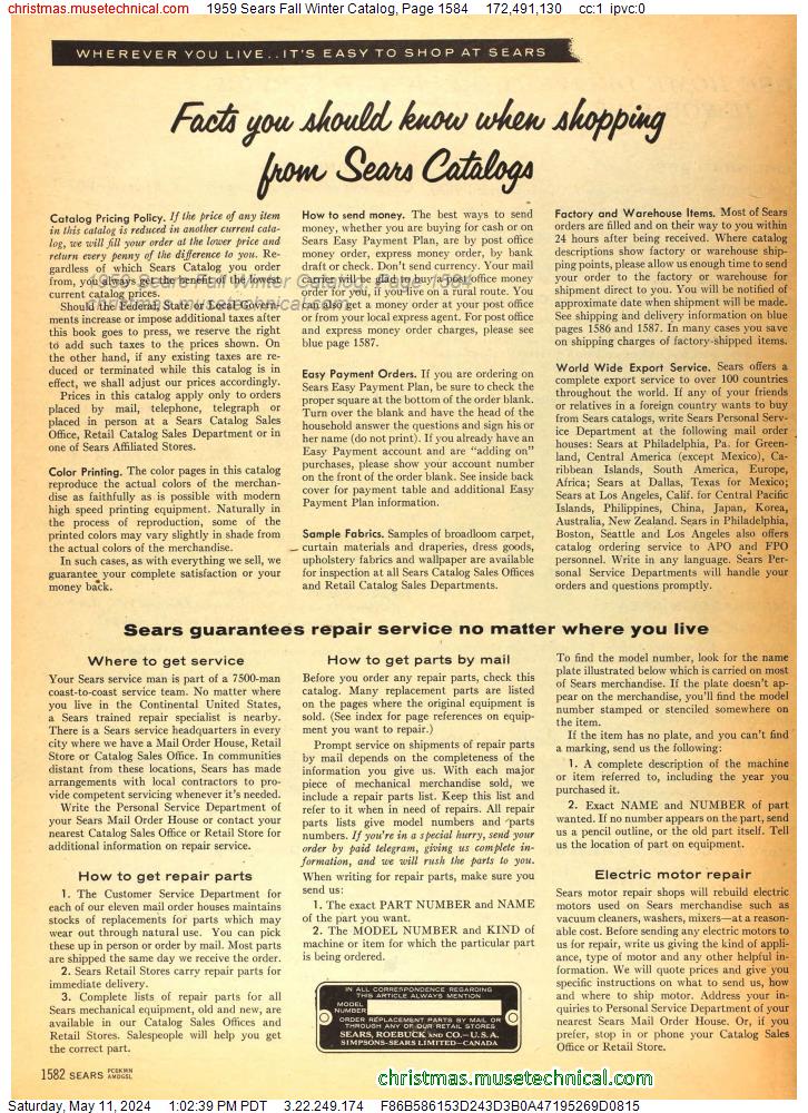 1959 Sears Fall Winter Catalog, Page 1584