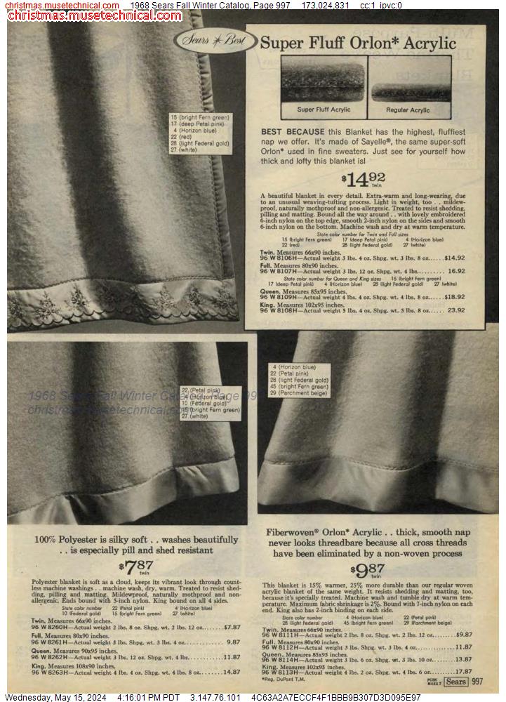 1968 Sears Fall Winter Catalog, Page 997