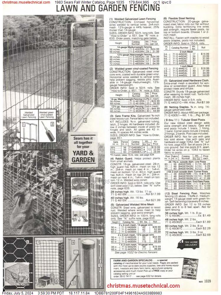 1983 Sears Fall Winter Catalog, Page 1035