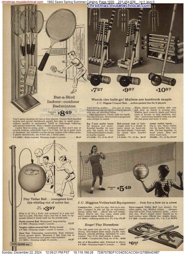 1962 Sears Spring Summer Catalog, Page 1000