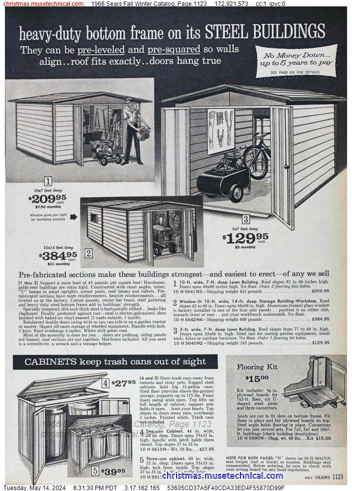 1966 Sears Fall Winter Catalog, Page 1123