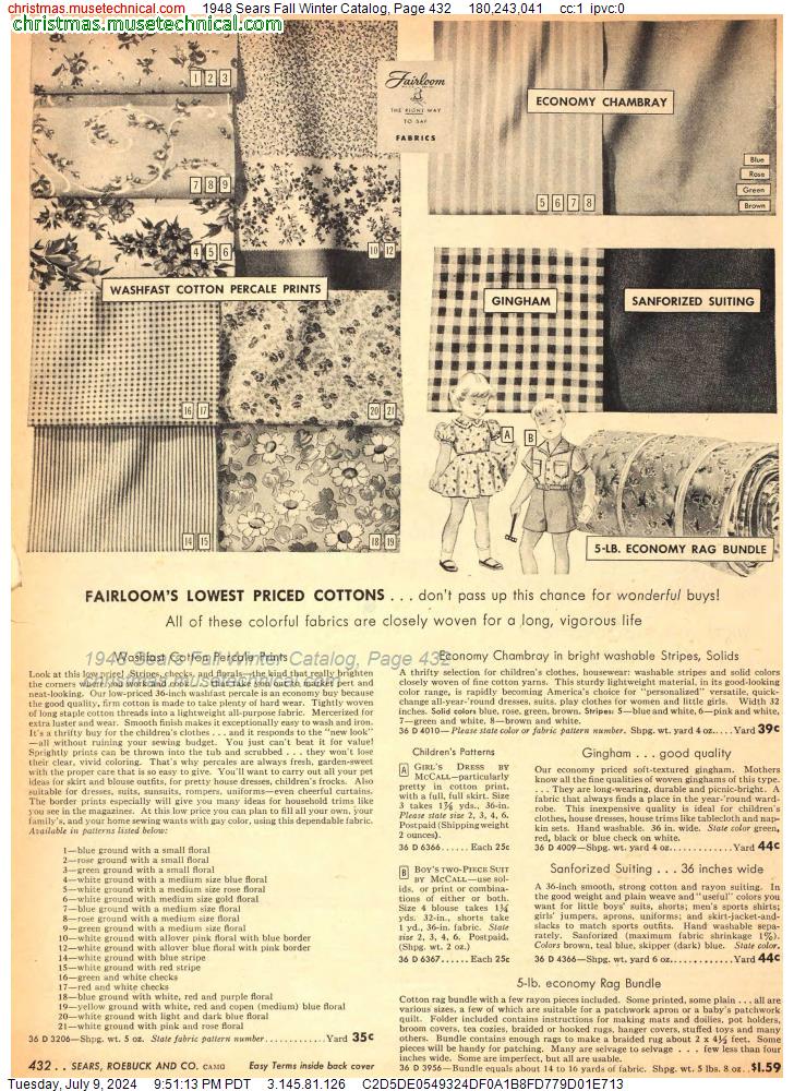 1948 Sears Fall Winter Catalog, Page 432