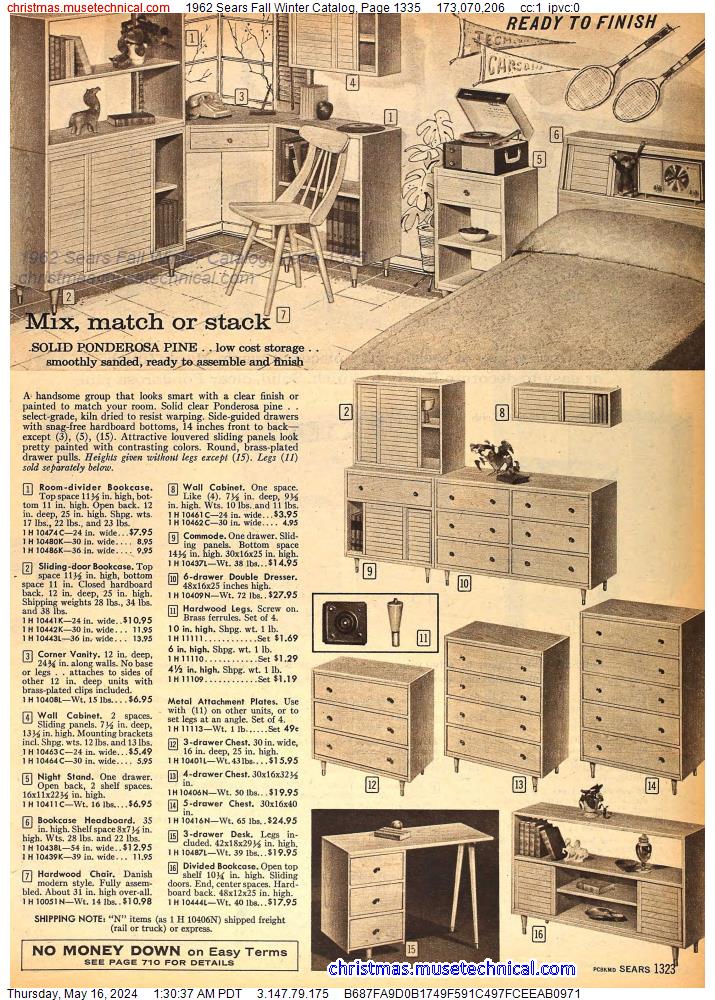 1962 Sears Fall Winter Catalog, Page 1335