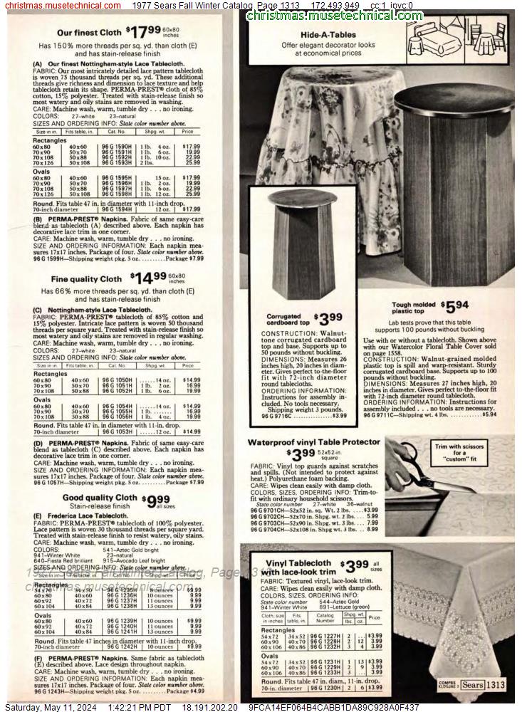 1977 Sears Fall Winter Catalog, Page 1313