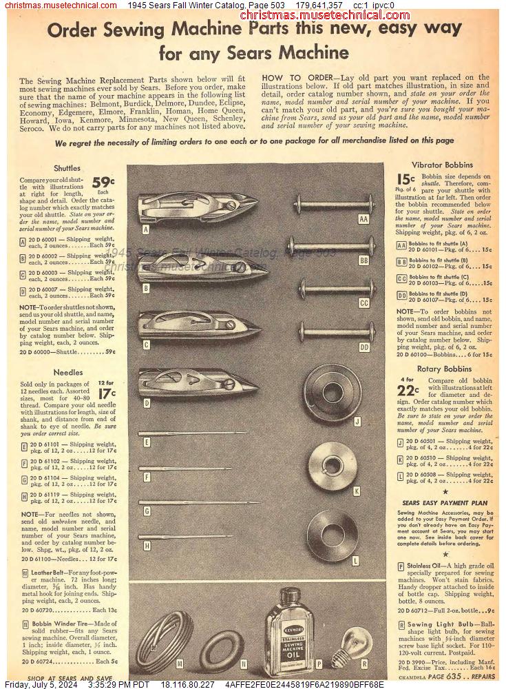 1945 Sears Fall Winter Catalog, Page 503