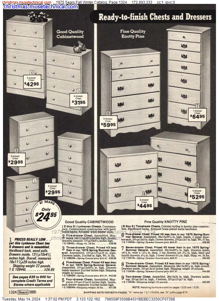 1975 Sears Fall Winter Catalog, Page 1324