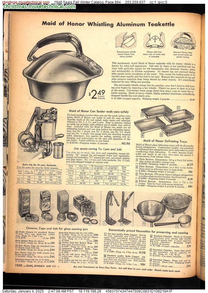 1946 Sears Fall Winter Catalog, Page 894