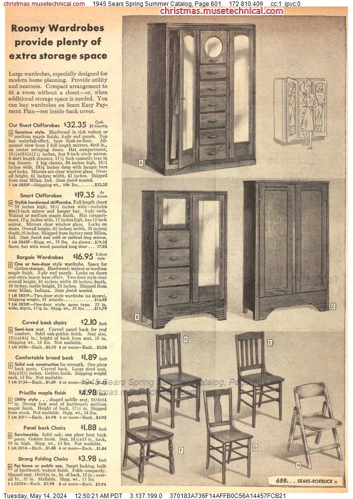 1945 Sears Spring Summer Catalog, Page 601