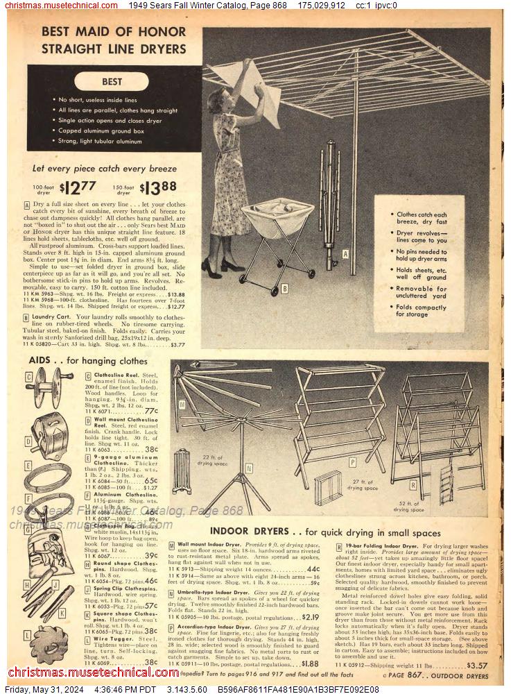 1949 Sears Fall Winter Catalog, Page 868