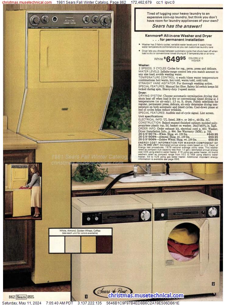 1981 Sears Fall Winter Catalog, Page 862