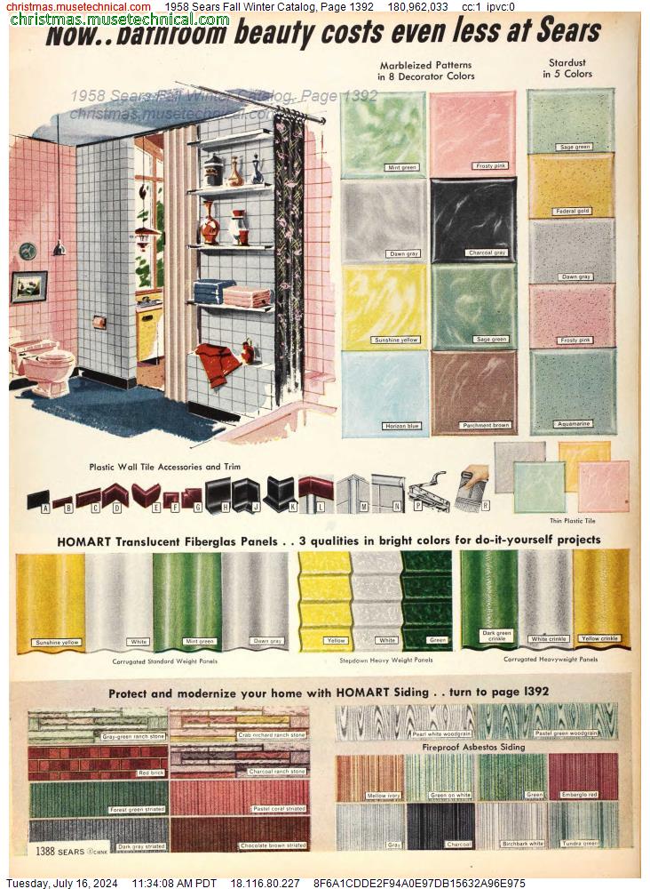 1958 Sears Fall Winter Catalog, Page 1392