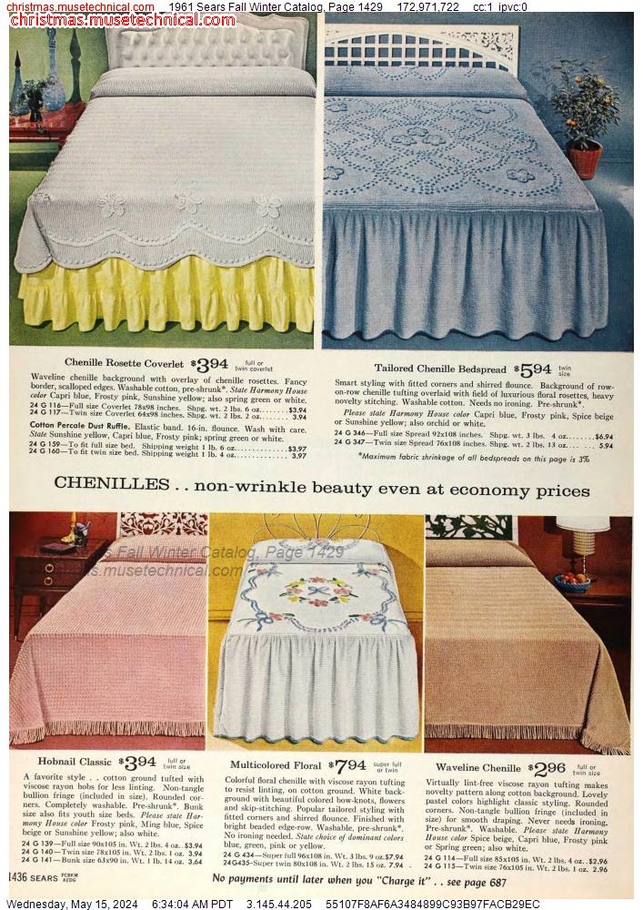 1961 Sears Fall Winter Catalog, Page 1429