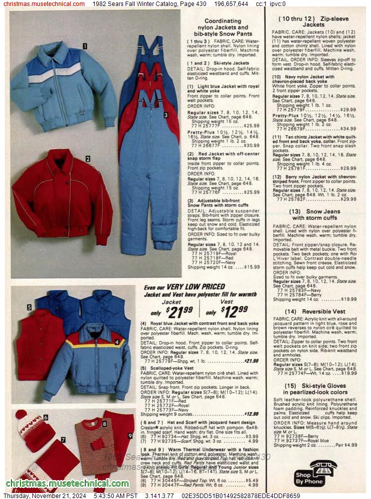 1982 Sears Fall Winter Catalog, Page 430