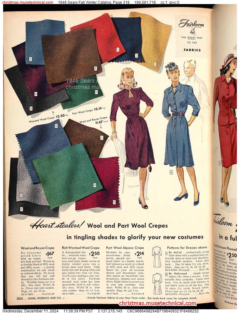 1946 Sears Fall Winter Catalog, Page 318