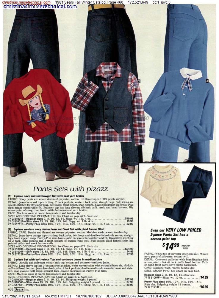 1981 Sears Fall Winter Catalog, Page 460