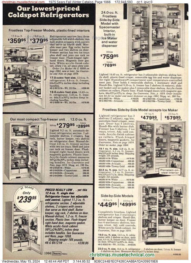 1975 Sears Fall Winter Catalog, Page 1066