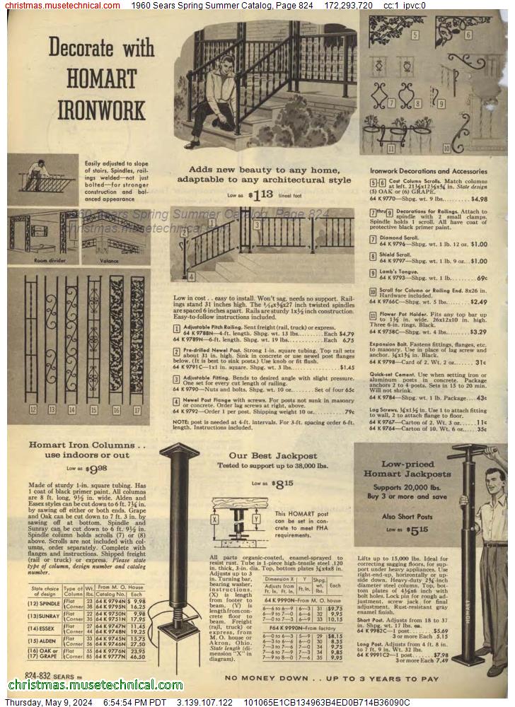 1960 Sears Spring Summer Catalog, Page 824