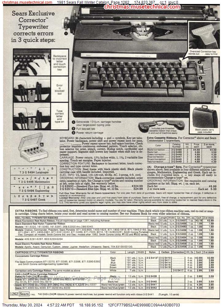 1981 Sears Fall Winter Catalog, Page 1262