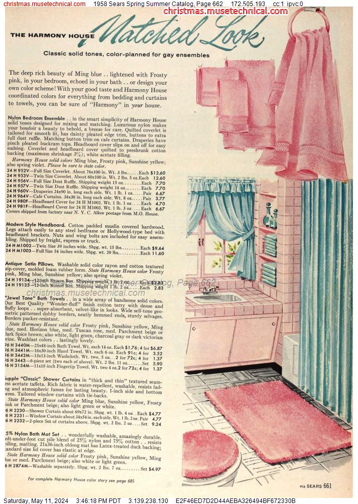 1958 Sears Spring Summer Catalog, Page 662