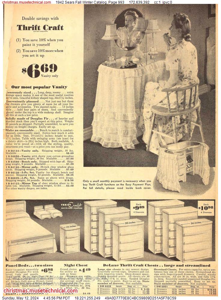 1942 Sears Fall Winter Catalog, Page 993