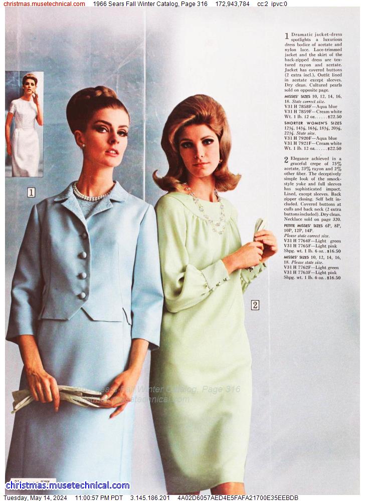 1966 Sears Fall Winter Catalog, Page 316