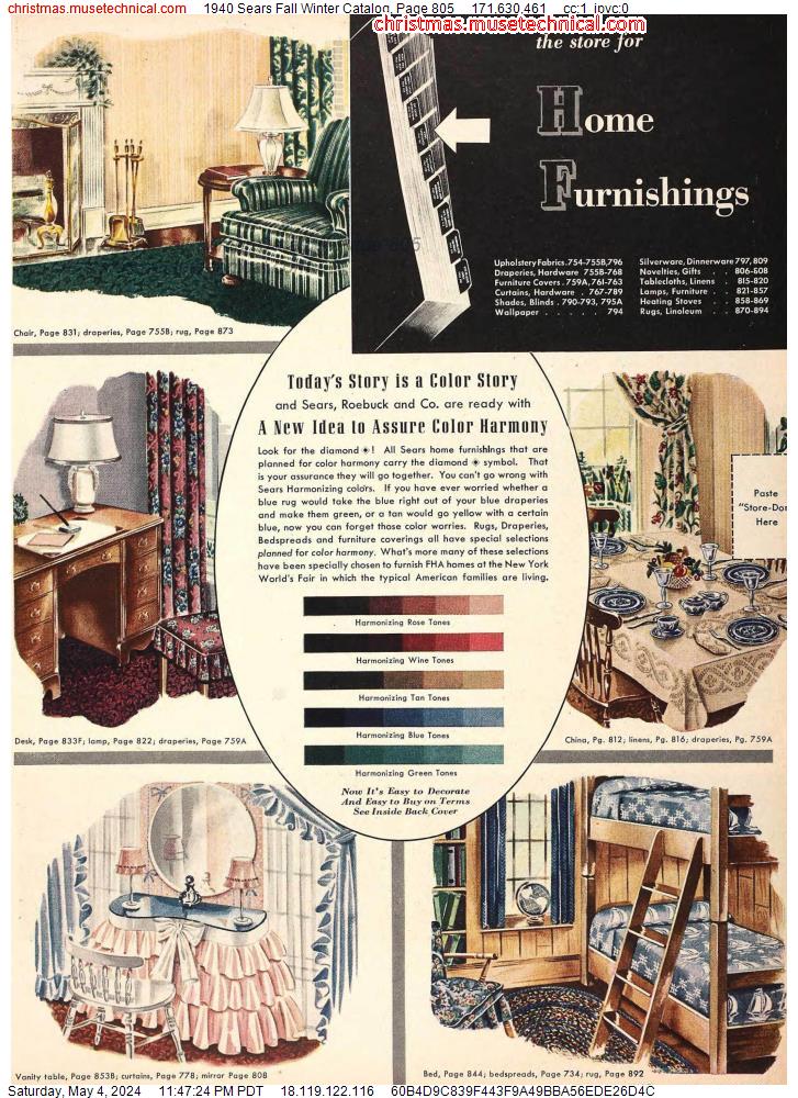 1940 Sears Fall Winter Catalog, Page 805