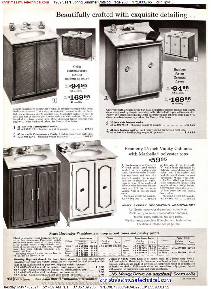 1969 Sears Spring Summer Catalog, Page 968