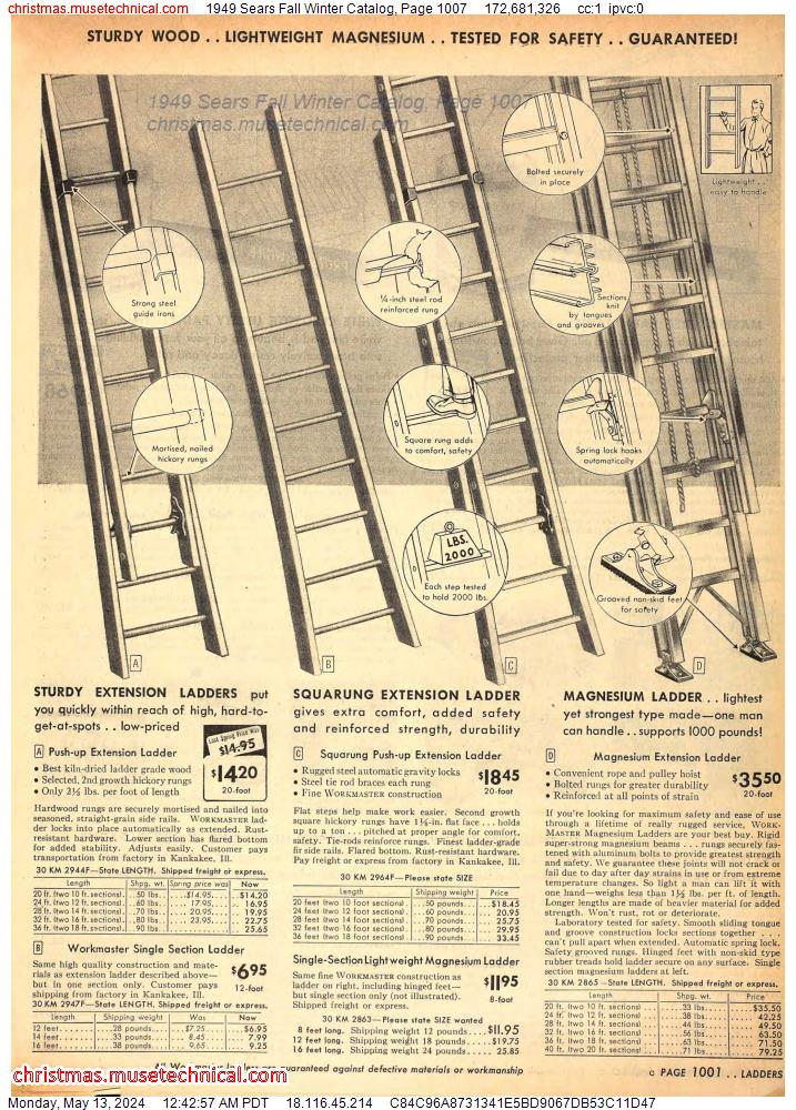 1949 Sears Fall Winter Catalog, Page 1007