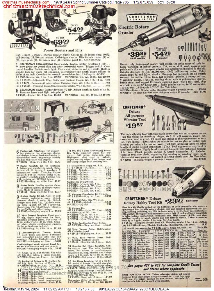 1970 Sears Spring Summer Catalog, Page 705