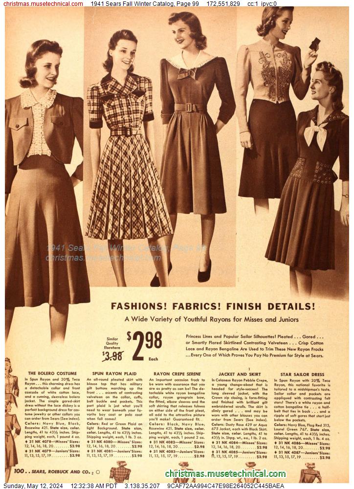 1941 Sears Fall Winter Catalog, Page 99