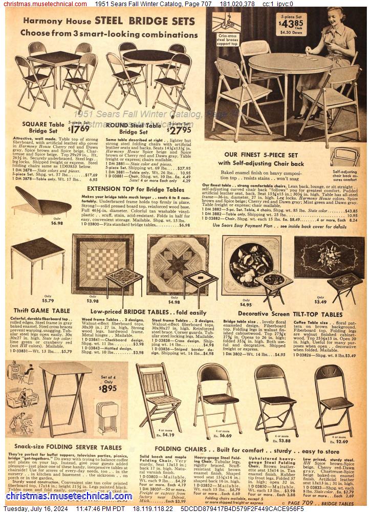 1951 Sears Fall Winter Catalog, Page 707