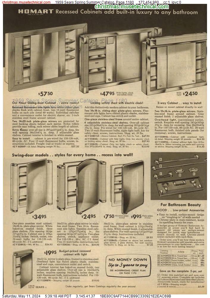 1959 Sears Spring Summer Catalog, Page 1180