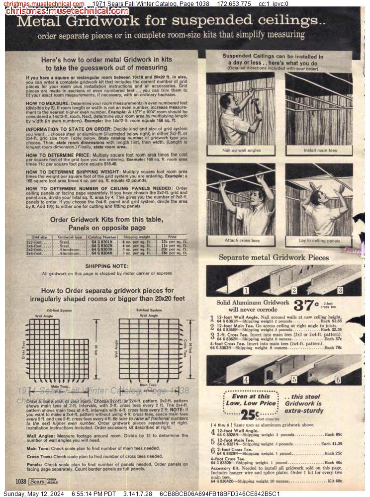 1971 Sears Fall Winter Catalog, Page 1038